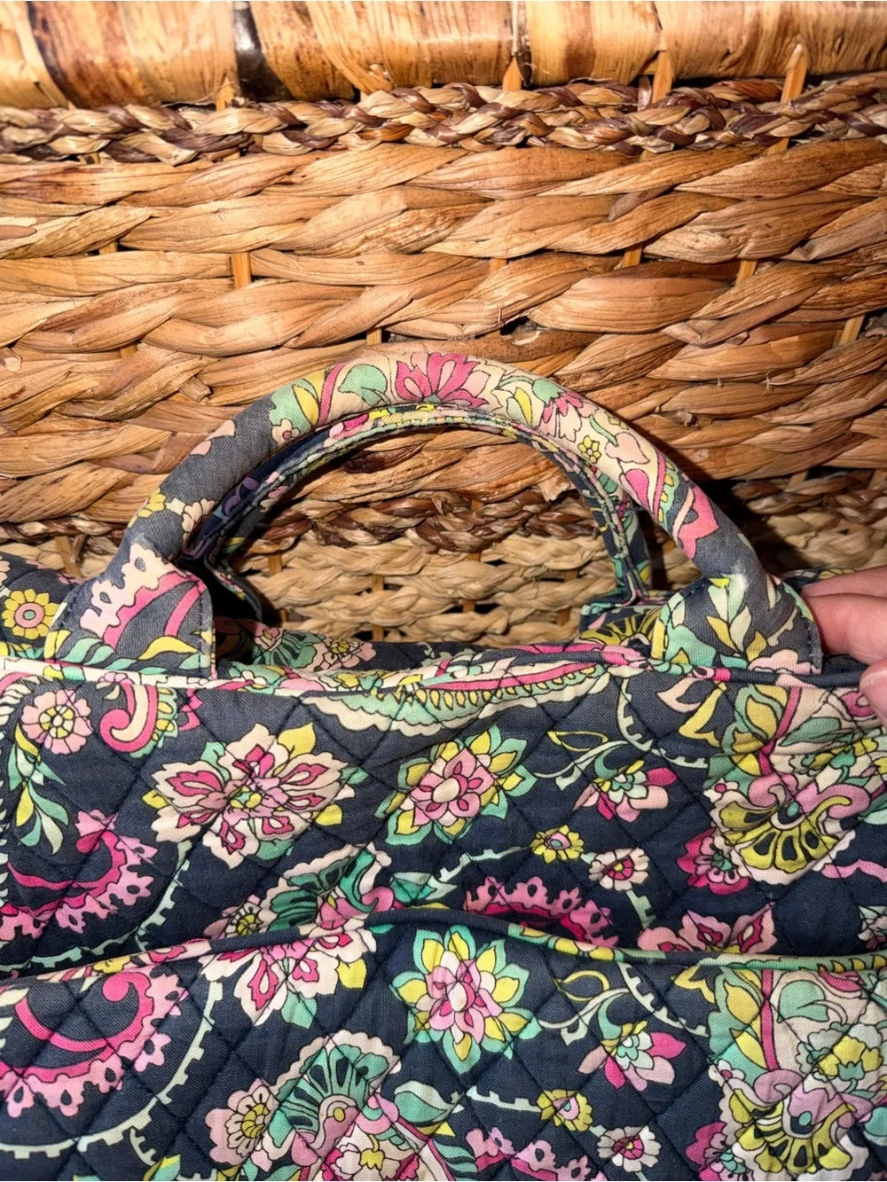 Vera Bradley Navy Floral Paisley Quilted Diaper Bag